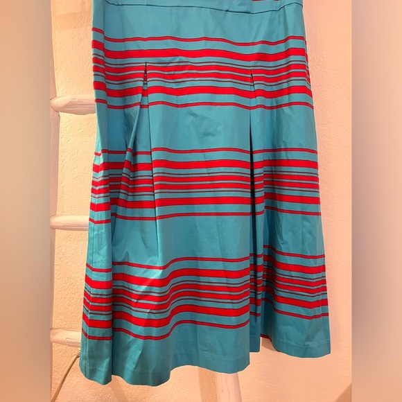 Talbots Red/Blue Striped Fit Flare Dress - Picture 9 of 10
